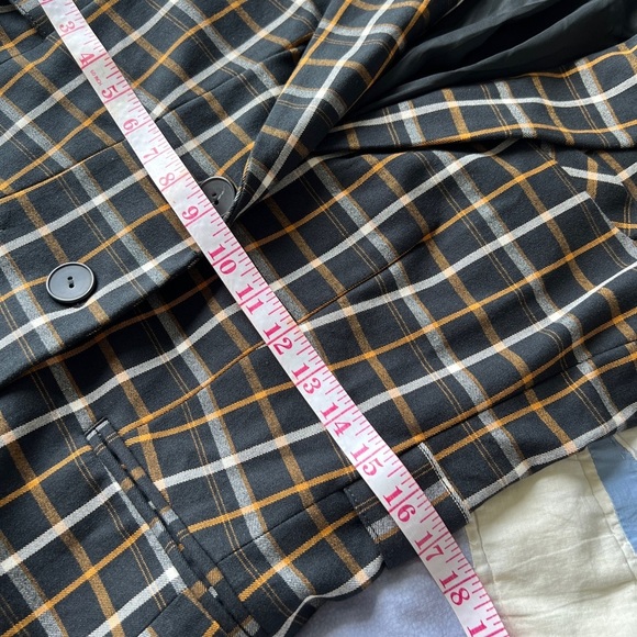Maeve Anthropologie Womens Oversized Plaid Equestrian Black Fall Blazer Size 2 - Picture 8 of 15